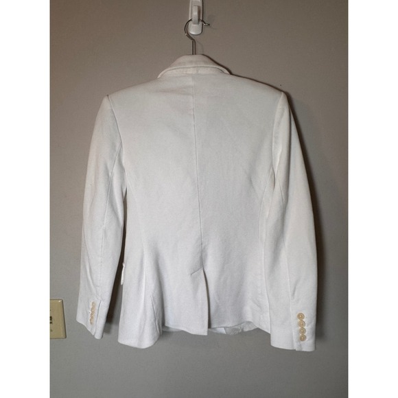 Lauren Ralph Lauren Womens White Cotton Pique Crest Blazer Jacket Medium - Picture 2 of 6